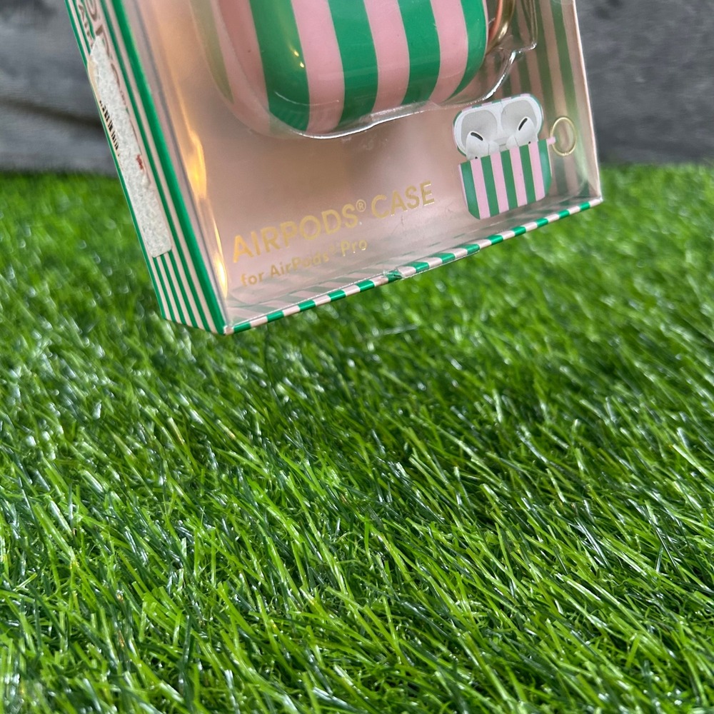 XO Poppy Laguna Beach AirPods Pro Case Green Pink Striped Protective Cover NWT - Picture 2 of 8